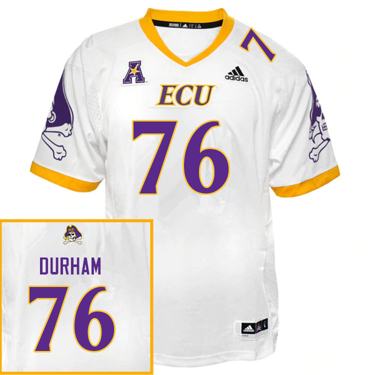 Men #76 Avery Durham ECU Pirates College Football Jerseys Sale-White - Click Image to Close